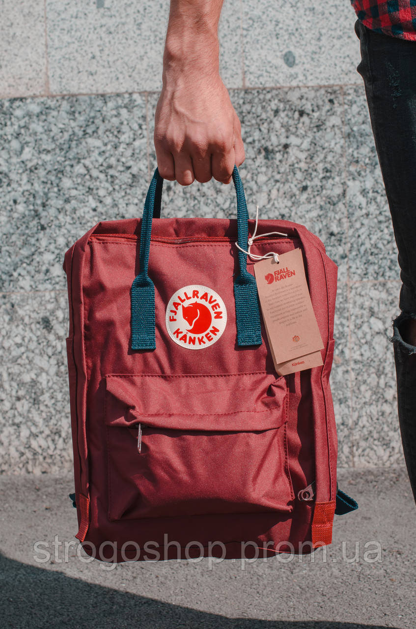 

Городской Рюкзак Fjallraven Kanken Classic 16 л Бордовый с темно-синей ручкой