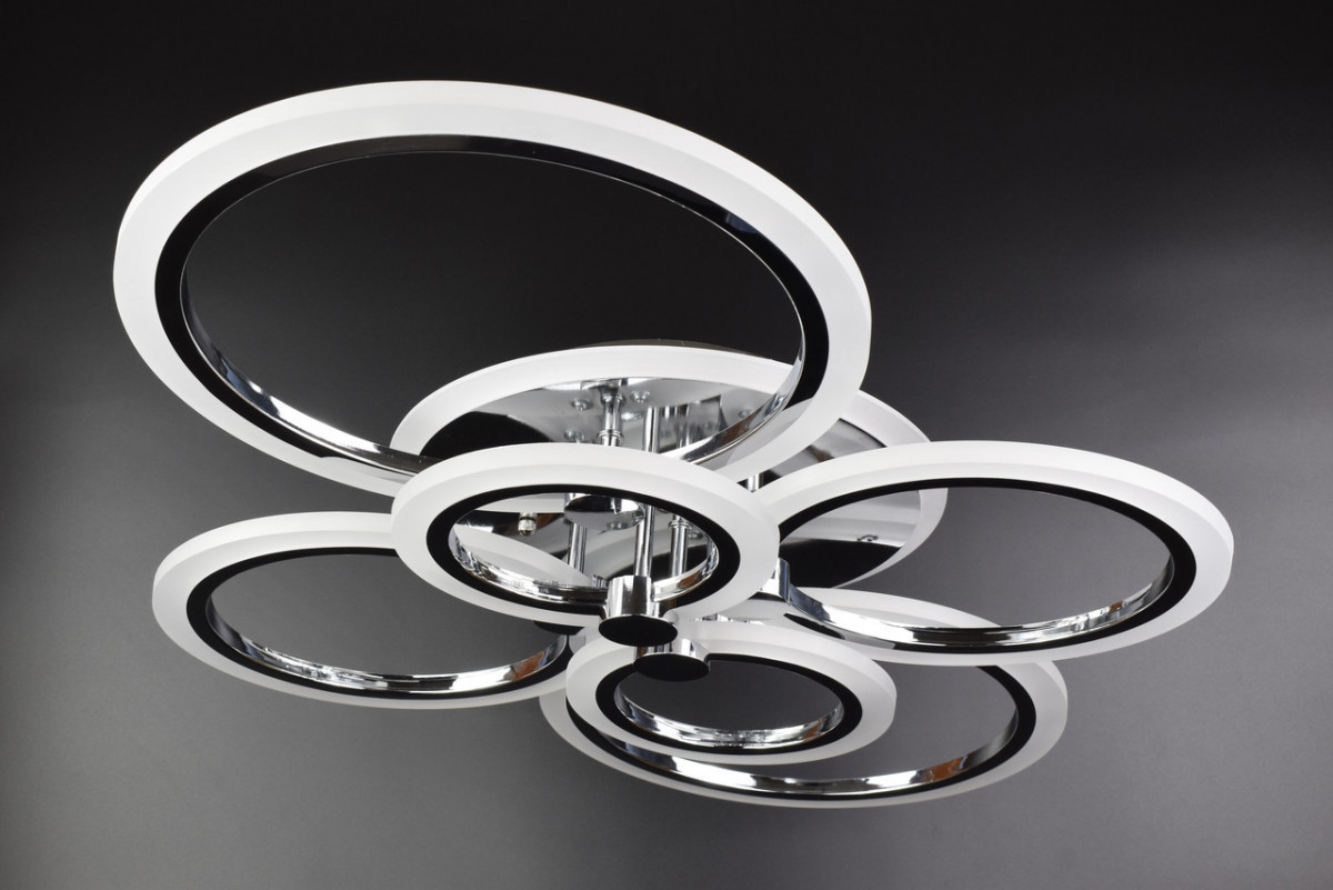 

Люстра потолочная Led с пультом A2374/6-RGB-ch Хром 11х57х77 см.