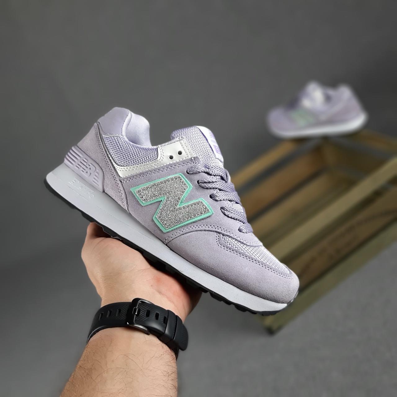 

Кроссовки женские New Balance 574 сиреневые, Нью Баланс 574, натуральная замша, сетка, прошиты. Код OD-20285 41, Сиреневый