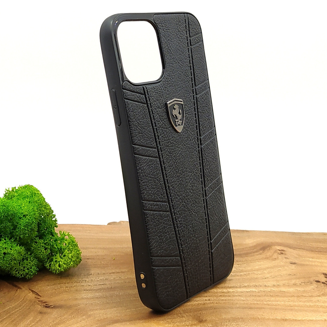 

Чехол-накладка TOTU LEATHER CASE Ferrari design для Iphone 12 (6.1), Черный