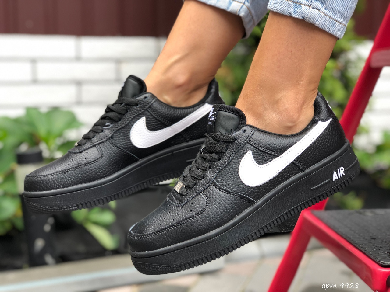 

Кроссовки женские зимние Nike Air Force 1 черные, Найк Аир Форс, натуральная кожа, мех, код SD-9928, Черный