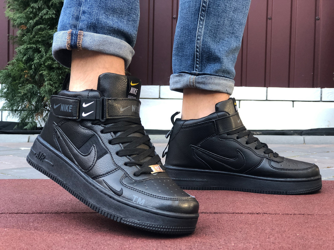 

Кроссовки мужские Nike Air Force черные, Найк Аир Форс, натуральная кожа, прошиты. Код SD-10103, Черный