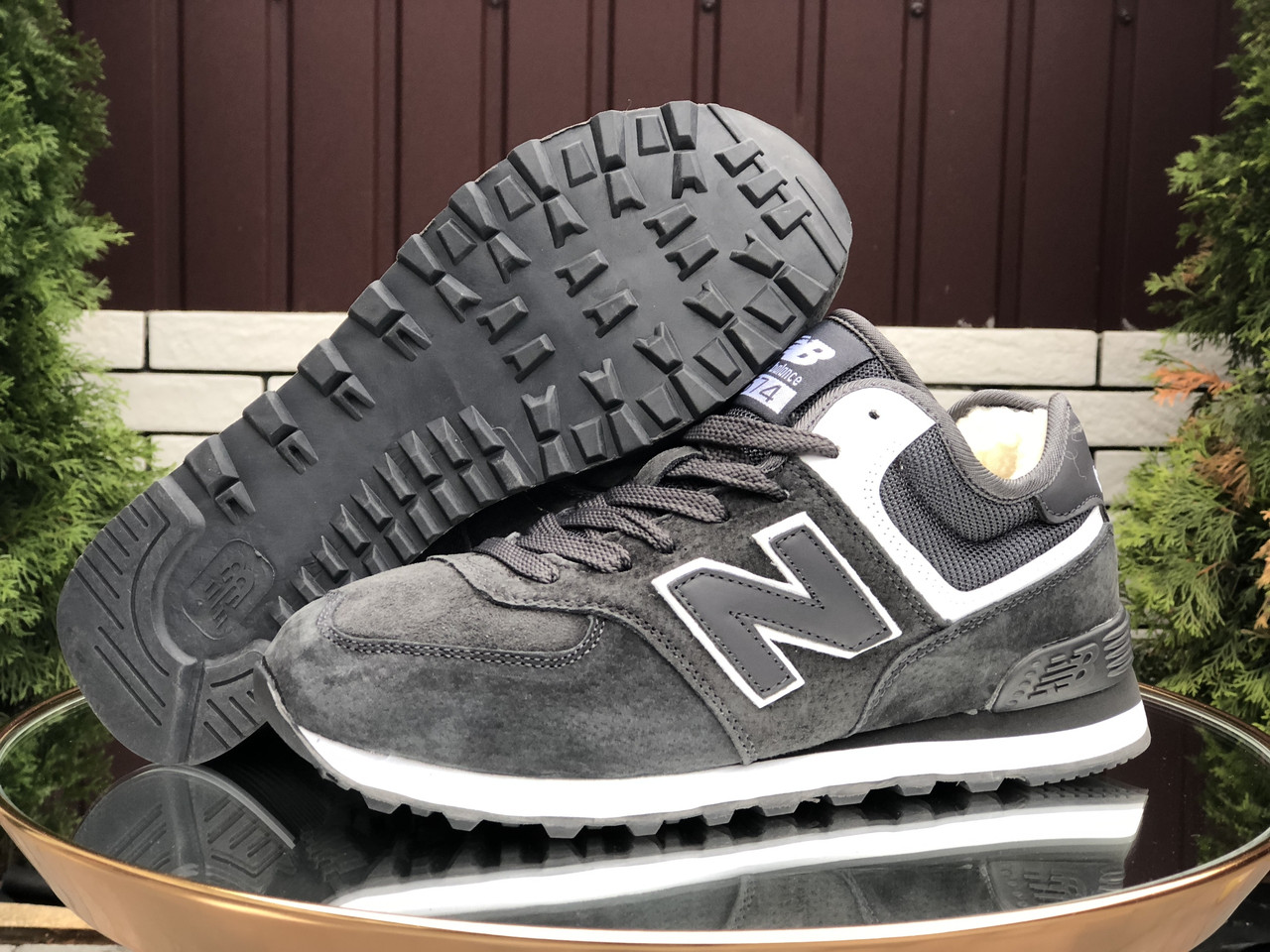 

Кроссовки мужские зимние New Balance 574 серые, Нью Баланс. Натуральная замша, мех 100% прошиты. Код SD-9974, Серый