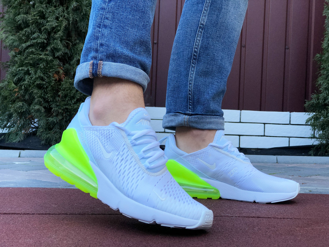 

Кроссовки мужские Nike Air Max 270 белые с желтым, Найк, дышащий материал, прошиты. Код SD-10178, Белый