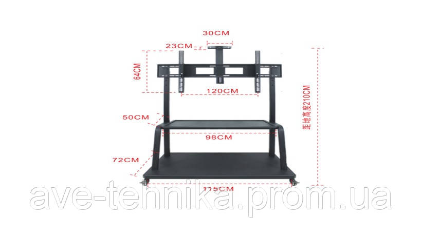 

Кронштейн для TV PiPo PP- 2100A , 40"-70"-100", до 65кг, без наклона, Black, + стойки в комплекте, Box