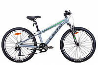 Велосипед 24" Leon JUNIOR AM 2021 (серебристо-черный с зеленым) OPS-LN-24-065