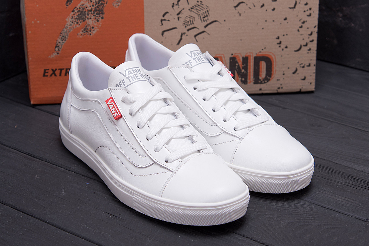 

Мужские кожаные кеды Vans Clasic White (реплика), Белый