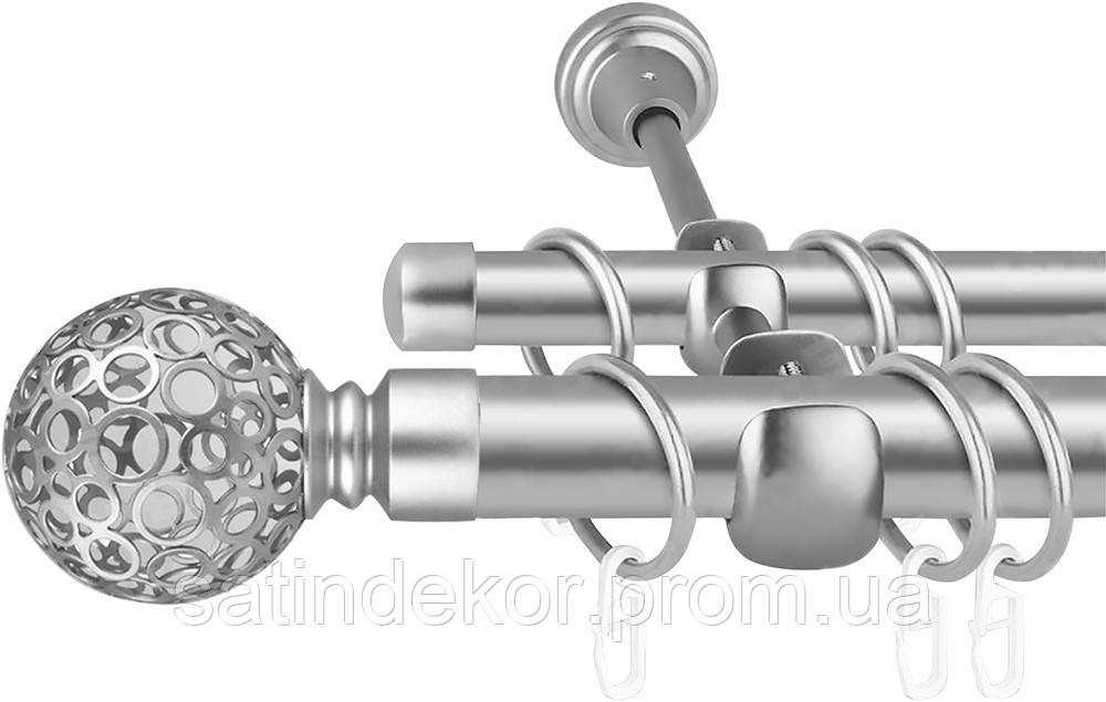 

Карниз для штор металевий САВОНА подвійний 25+19 мм 3.2м Сатин нікель