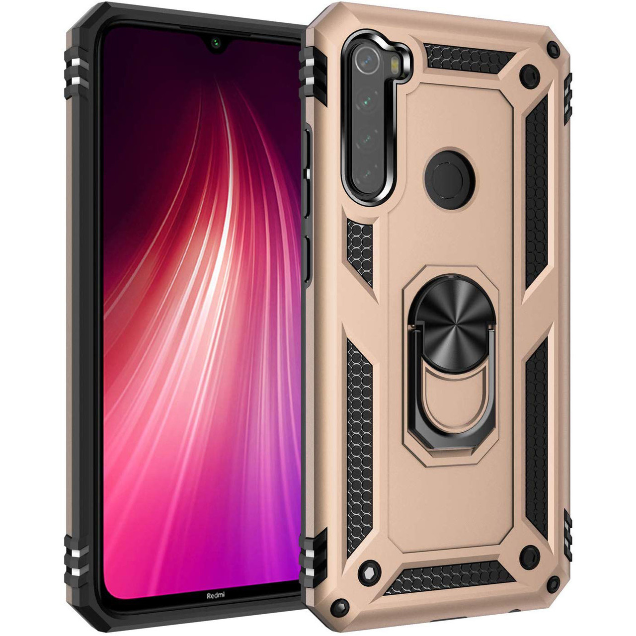 

Ударопрочный чехол Serge Ring магнитный держатель для Xiaomi Redmi Note 8 Золотой