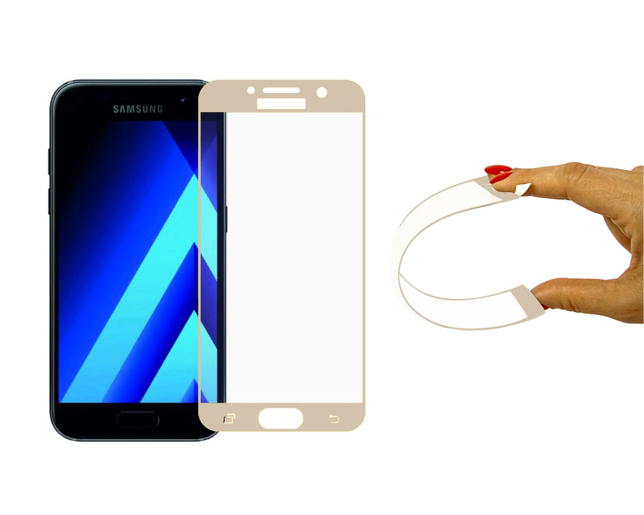 

Защитное 5D cтекло Nano Flexible GLASS ITOP для Samsung Galaxy A7 2017 Full Cover Gold, Золотистый