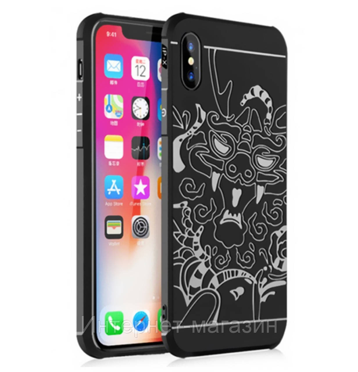 

Противоударный TPU+PC чехол Черный дракон для IPhone X / Xs Black