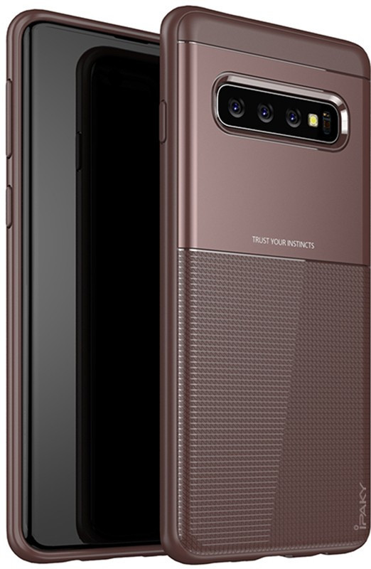 

Чехол-накладка Ipaky Shield Series/Elegant Grid Design TPU Hybrid Case Samsung Galaxy S10+ Brown #I/S, Коричневый