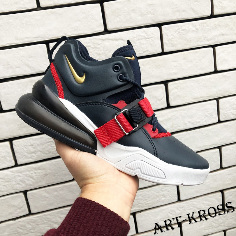 

Мужские спортивные кроссовки Nike Air Force 270 кожаные, в стиле Найк Аир Форс 270 темно-синие 45