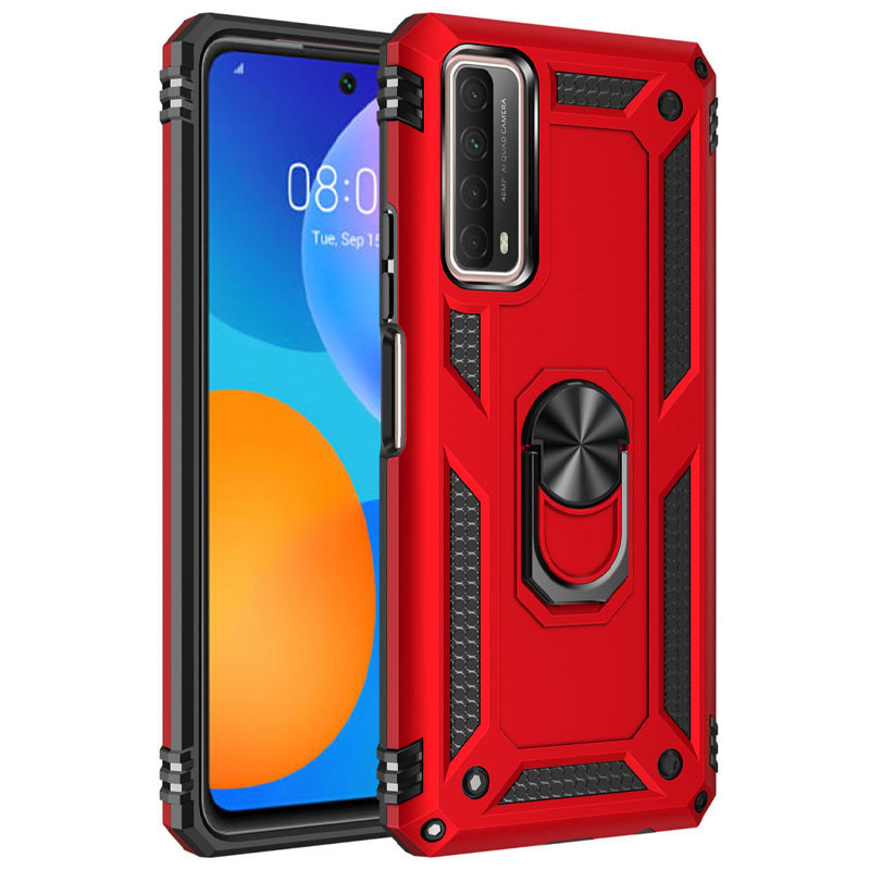 

Ударопрочный чехол Serge Ring магнитный держатель для Huawei P Smart (2021) Красный