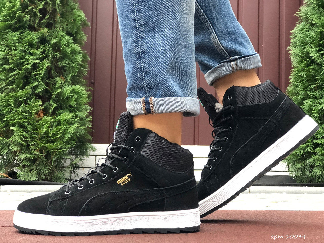 

Кросівки чоловічі в стилі Puma Suede чорно білі ( зима )