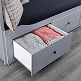 IKEA HEMNES Кровать с 3 ящиками, 2 матраса, серый/malfors средний жесткий, 80x200 см (392.116.19), фото 5