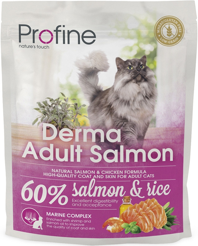 

Profine Derma Adult Salmon & Rice Сухой корм с лососем и рисом для кошек длинношерстных пород 0.3 кг