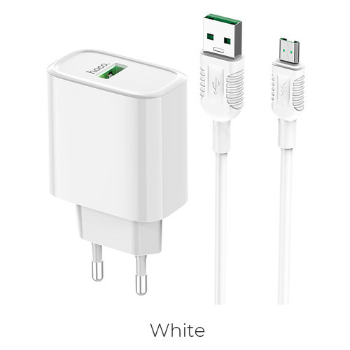 

Зарядное устройство HOCO С69A 2A 1Usb + кабель Micro USB White