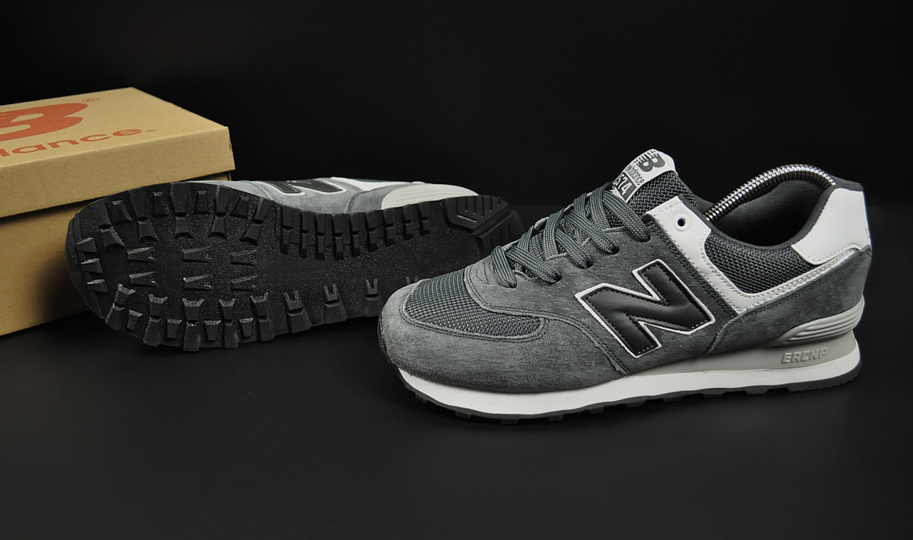 

Кроссовки мужские New Balance 574 серые, Нью Баланс 574, натуральная замша, сетка, прошиты. Код KR-20892 44, Серый