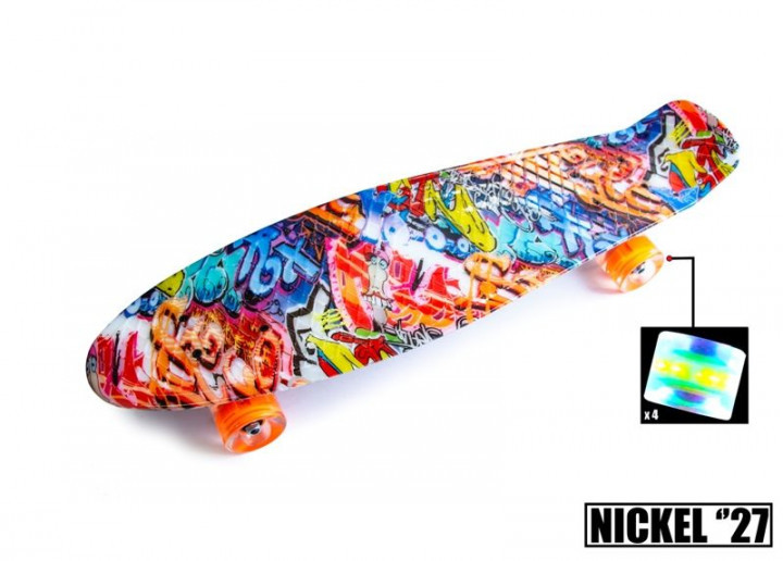 

Penny Board Nickel 27" Graffity Светящиеся колеса скейтборд пенни борд лонгборд скейт трюковой, Разные цвета