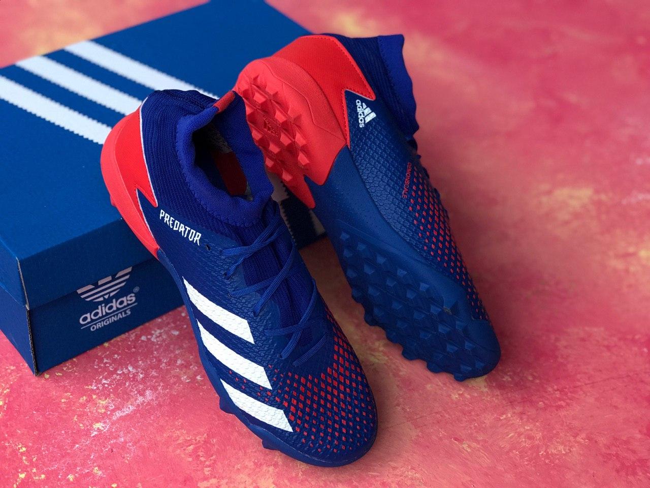 

Сороконожки Adidas Predator 20.3/ многошиповки адидас предатор с носком/футбольная обувь, Синий