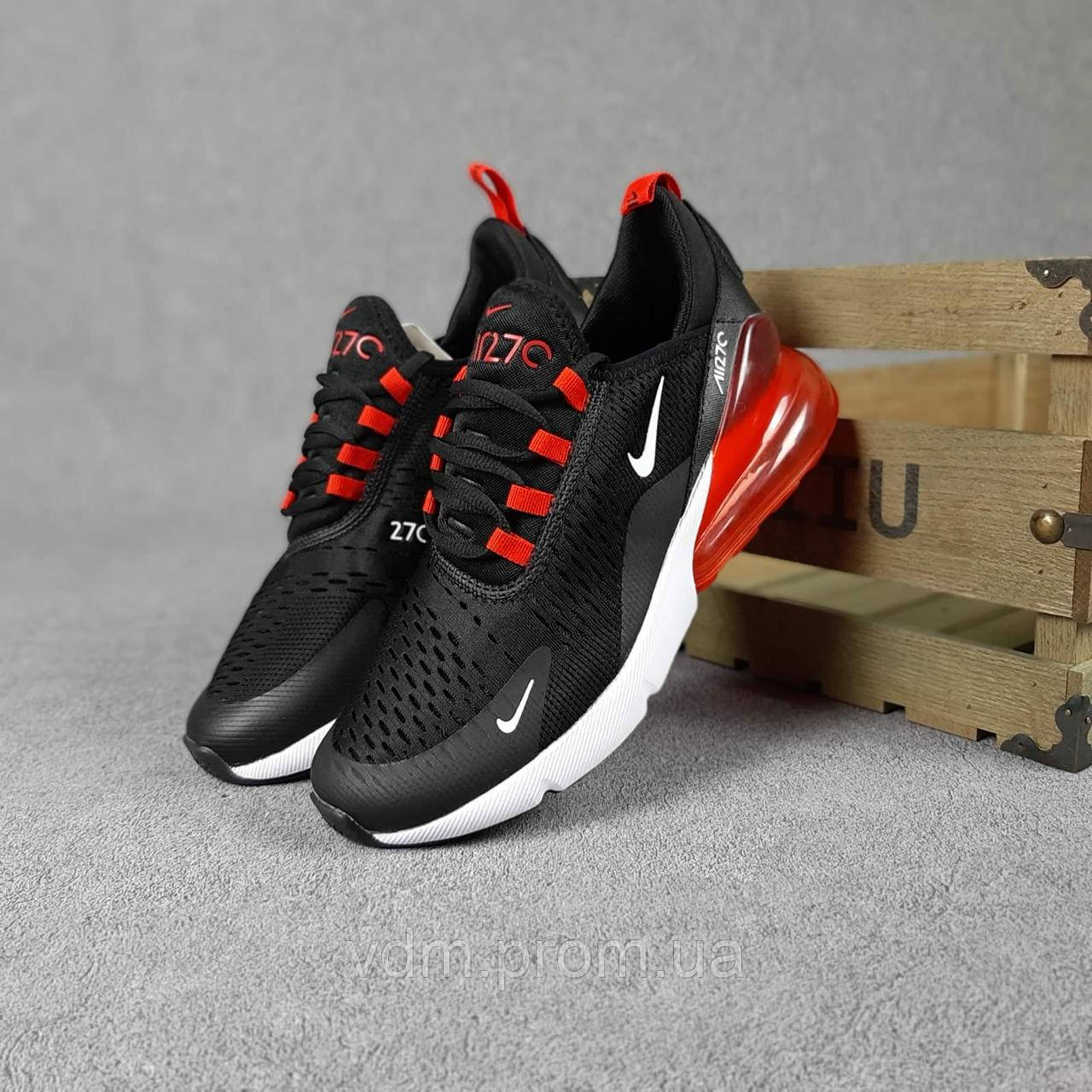 

Кроссовки мужские Nike Air Max 270 Supreme в стиле Найк Аер Макс, текстиль код OD-10401. Черные, Черный