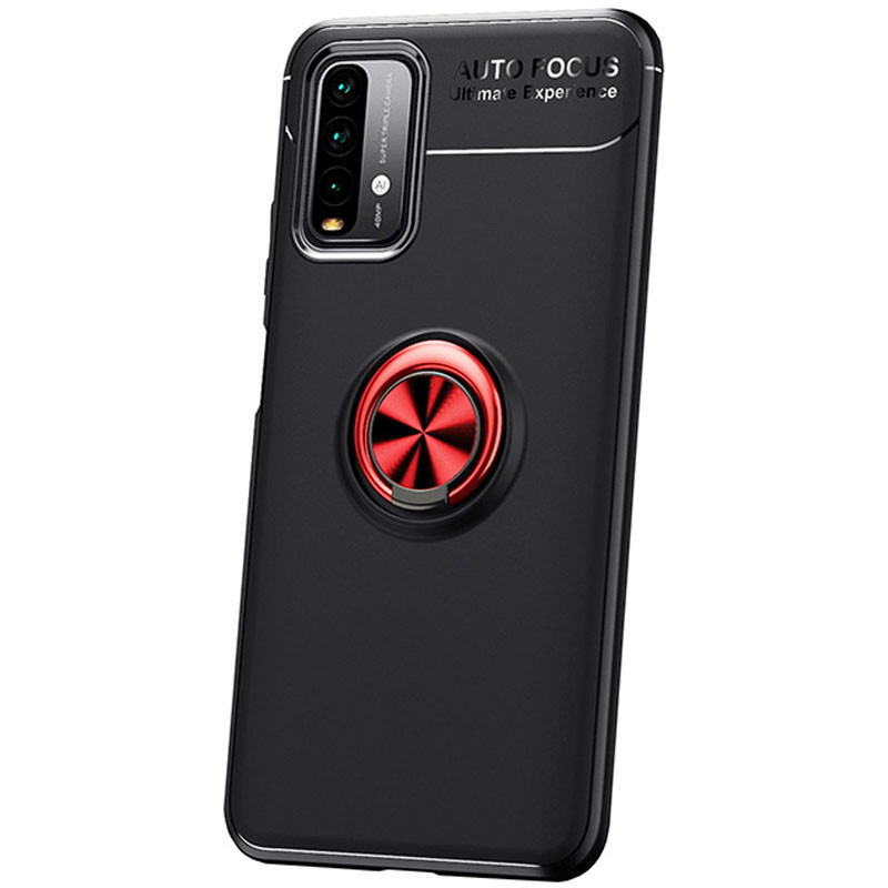 

TPU чехол Deen ColorRing под магнитный держатель (opp) для Xiaomi Redmi Note 9 4G / Redmi 9 Power, Черный / красный