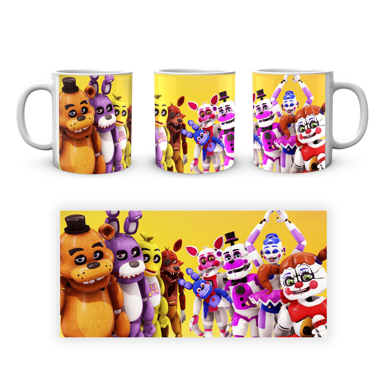 

Кружка Five Nights At Freddys Пять ночей с Фредди Аниматроники Желтый фон FN.02.393