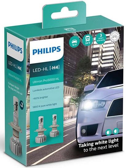 

Лампа світлодіодна Philips H4 Ultinon Pro5000 +160%, 2 шт/комплект (11342U50CWX2)