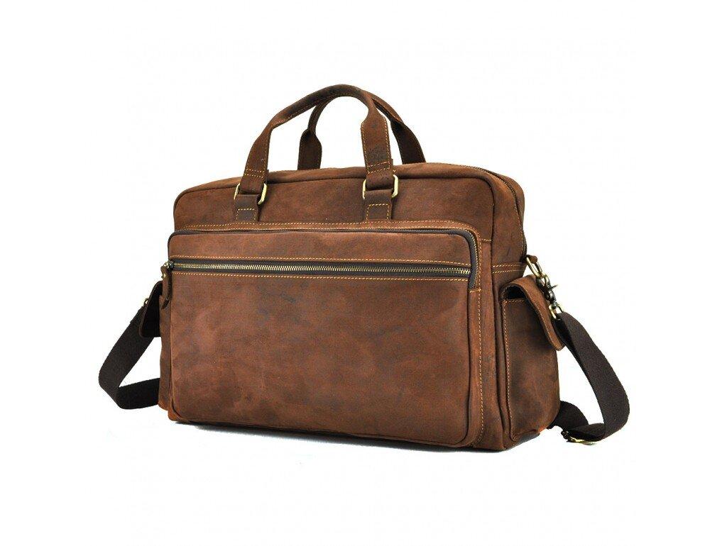 

Мужская кожаная сумка Tiding Bag t0018 коричневый