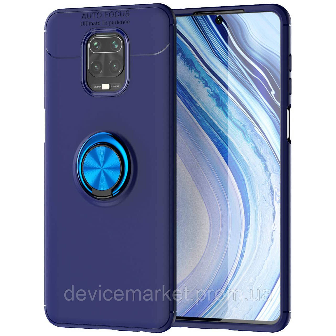 

TPU чехол Deen ColorRing под магнитный держатель (opp) для Xiaomi Redmi Note 9s/Note 9 Pro/9 Pro Max, Синий / синий