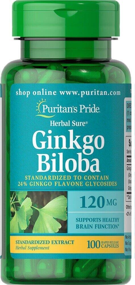 

Гинкго Билоба Ginkgo Biloba Puritan's Pride стандартизированный экстракт 120 мг 100 капсул