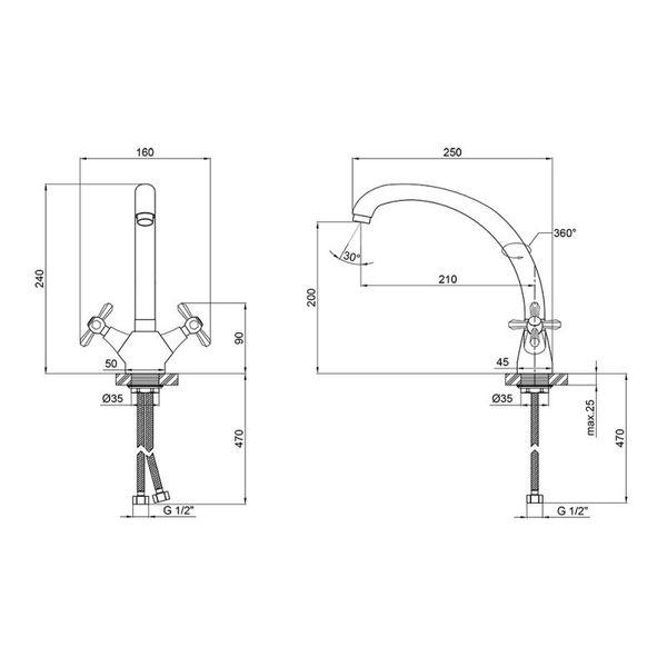 

Смеситель для кухни Q-tap Liberty ANT 273F, Бронза