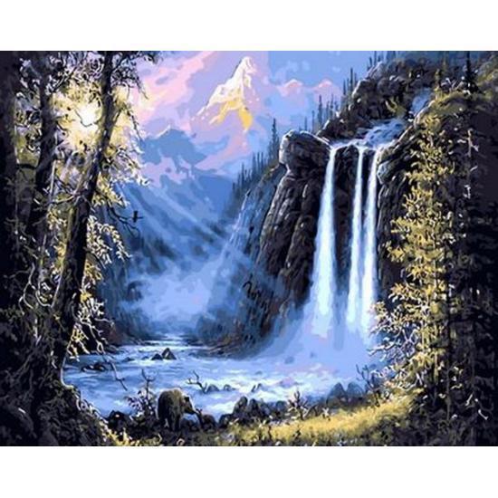 Картина по номерам рисование Mariposa MR-Q493 Горный водопад Худ.Джесси Барнс 40х50см набор для росписи по