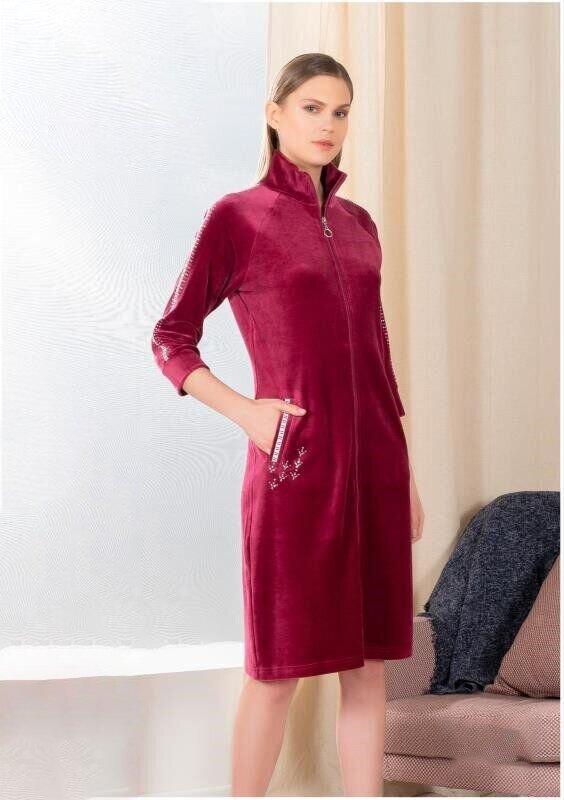 

Женский велюровый халат Cocoon 12-1565 Dark Rose XL, Розовый