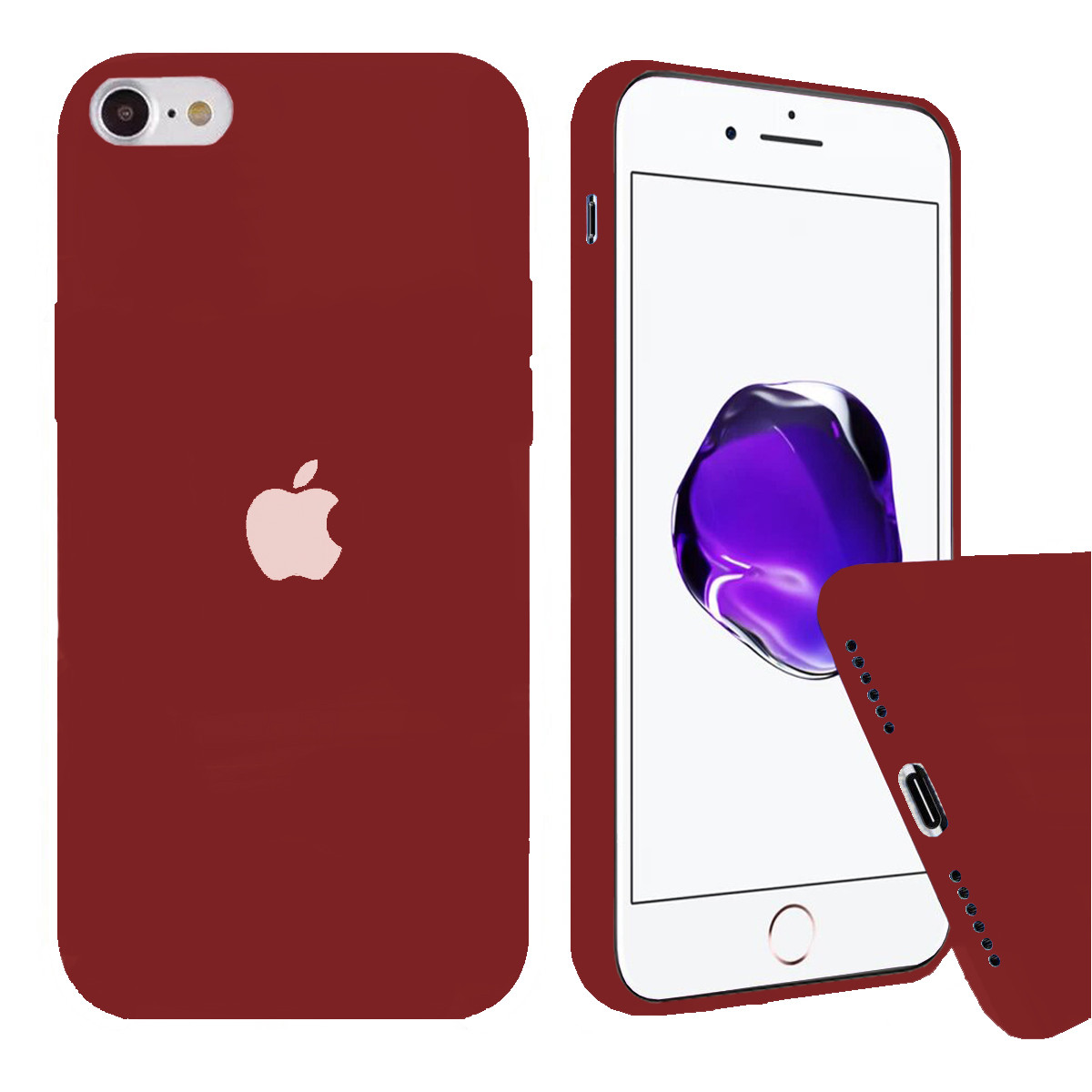 

Чехол Silicone FULL case SE 2020 Product red темно красный