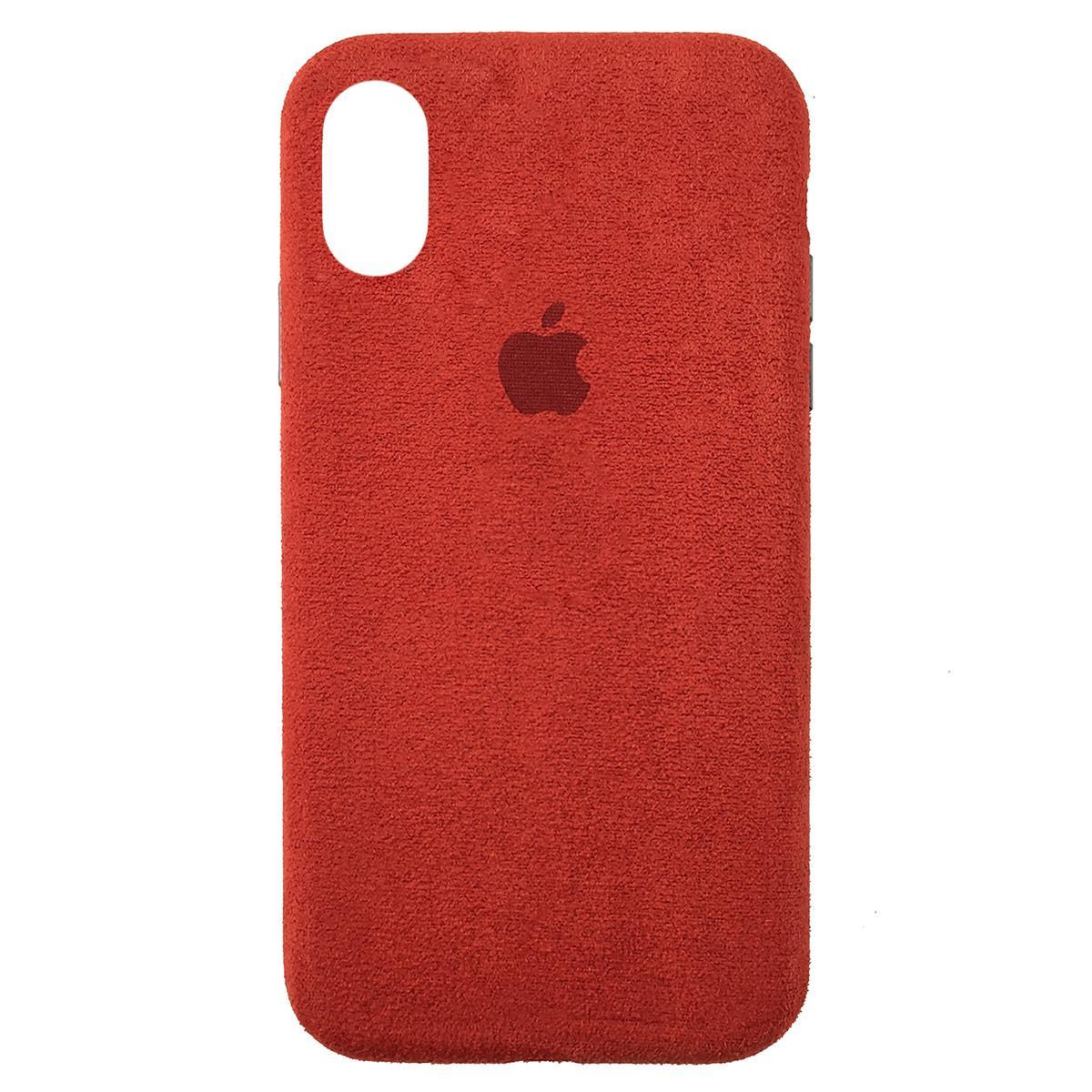 

Чехол накладка для iPhone X/XS Alcantara Full red, Красный