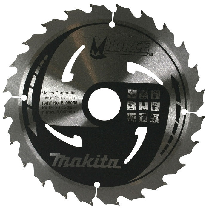 

Пильный диск Makita MForce 190 мм 24 зуба (B-08056)