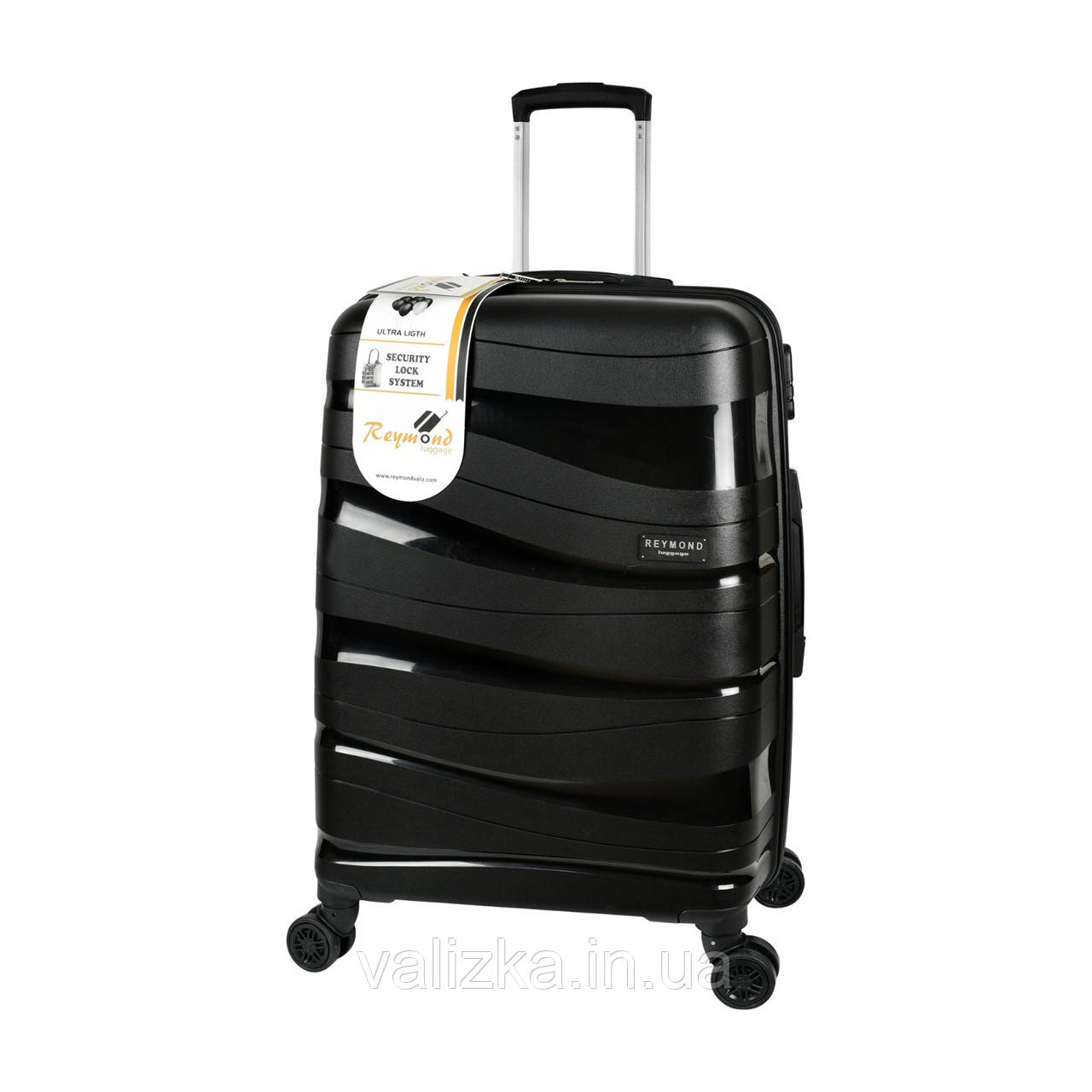 Прочный пластиковый чемодан большой из полипропилена черная
