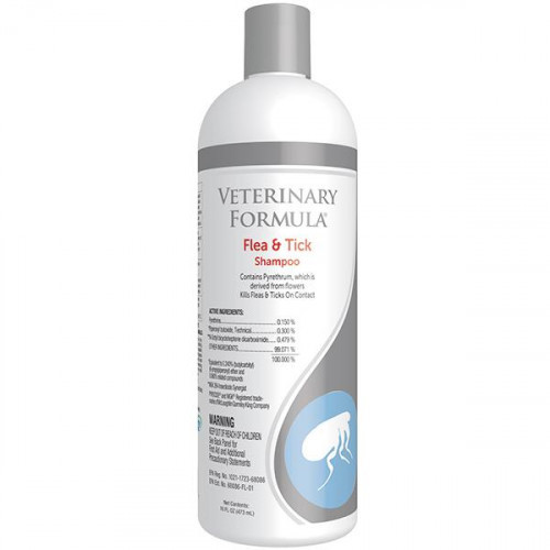 

Шампунь Veterinary Formula Flea&Tick Shampoo для собак и кошек, с алоэ и ланолином, 473 мл