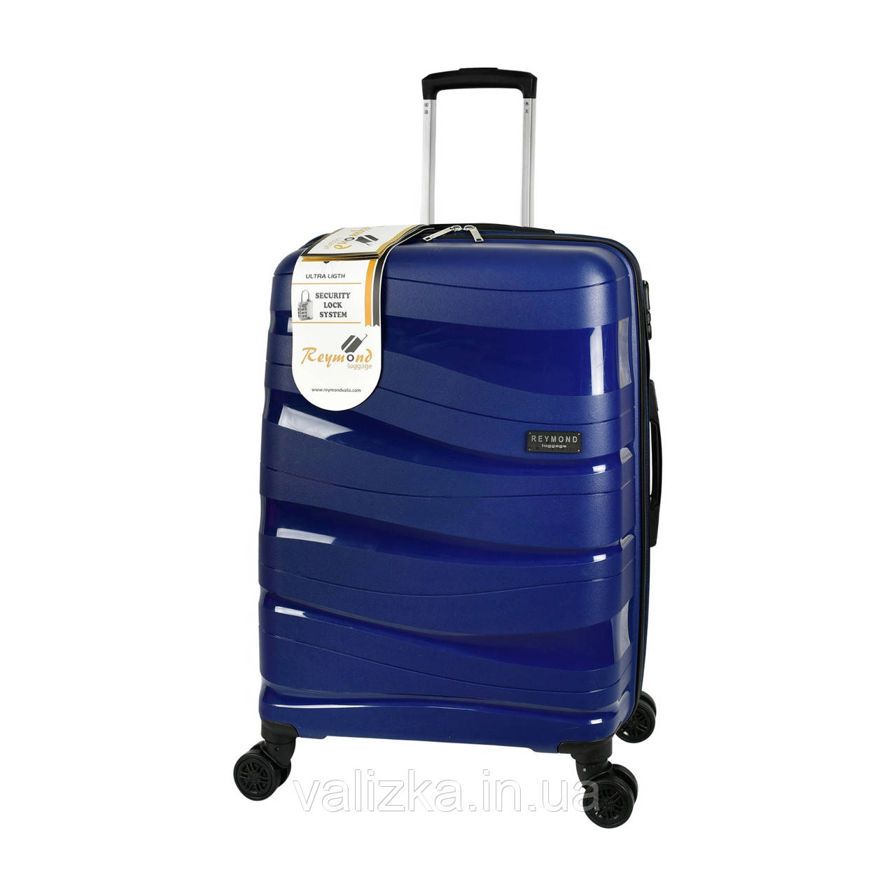 Прочный пластиковый чемодан из полипропилена маленький, ручная кладь темно-синий
