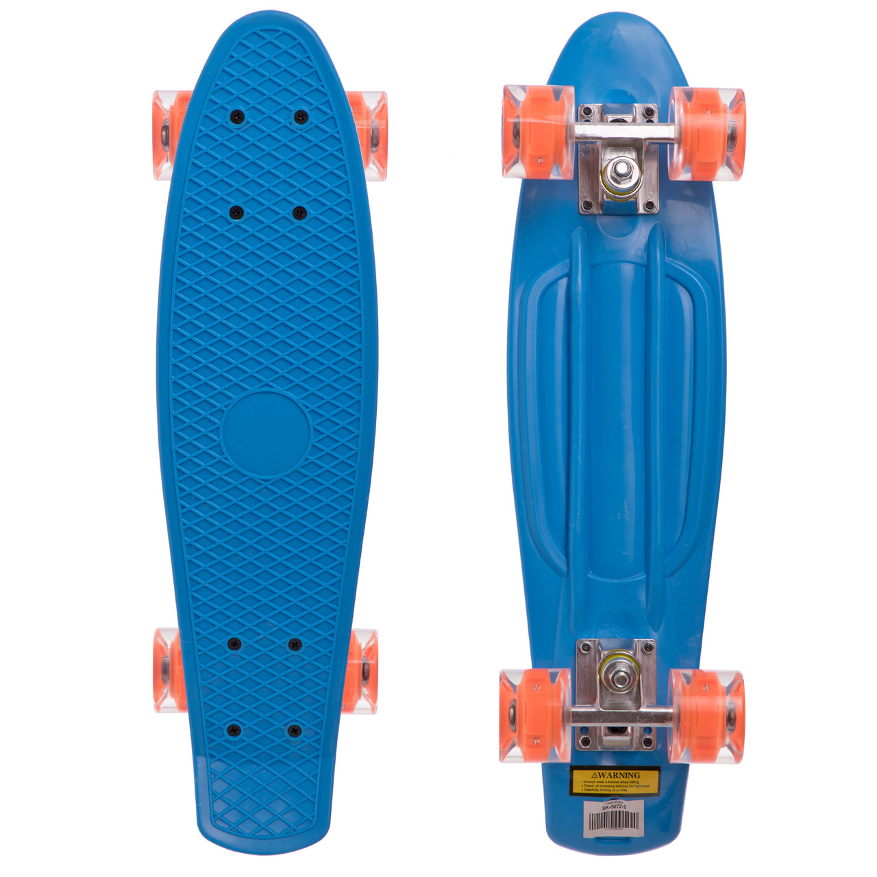 

Скейт пенни борд со светящимися колесами Penny Board SK-5672-2: синий/оранжевый, Разные цвета