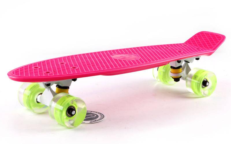 

Скейт пенни борд Penny Fish Skateboards 405-5 со светящимися колесами Pink-Green