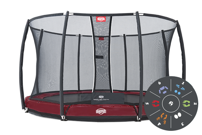 

Батут Berg Elite+ Inground Red 430 Tattoo+Safety Net T-series 430