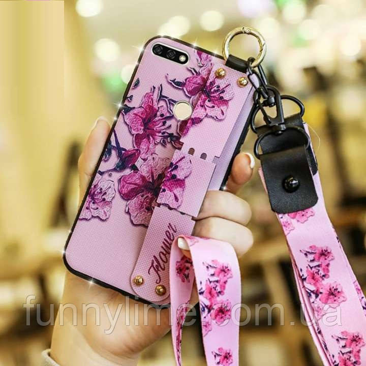 

Чехол Lanyard для Honor 7C / AUM-L41 бампер с ремешком Rose