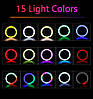 Різнобарвна кільцева RGB LED лампа 26 см + штатив 2м RGB MJ26 набір блогера, фото 2