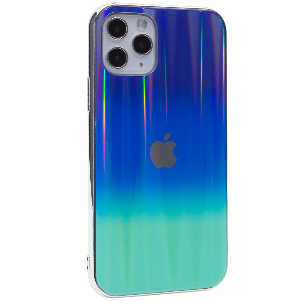 

TPU+Glass чехол Gradient Aurora с лого для Apple iPhone 11 Pro (5.8") Фиолетовый / Бирюзовый