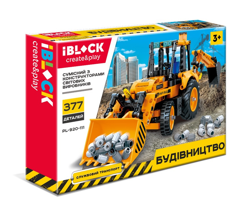 

Конструктор IBLOCK PL-920-111 (24шт|2) СТРОЙКА,377дет.,инструкция на укр яз, в собран.кор 41*28*6 см