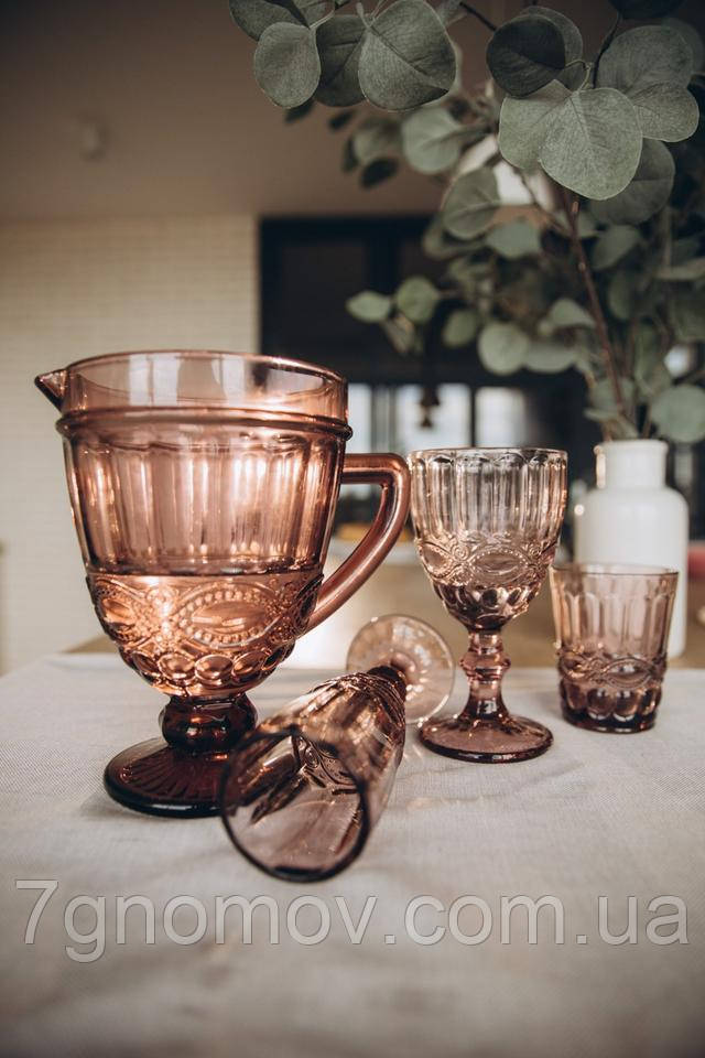 Набор 6 стаканов из цветного розового стекла Виктори