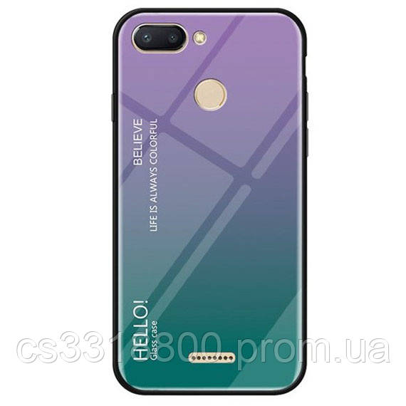 

TPU+Glass чехол Gradient HELLO для Xiaomi Redmi 6, Фиолетовый